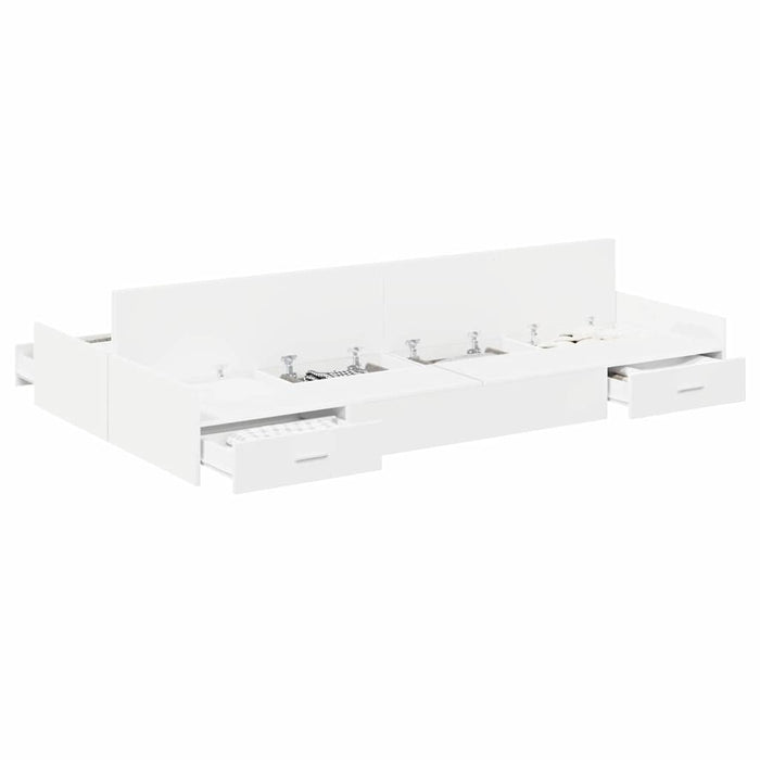 Cadru de pat cu depozitare Alb 120 x 190 cm Lemn compozit - WALTI WALTI