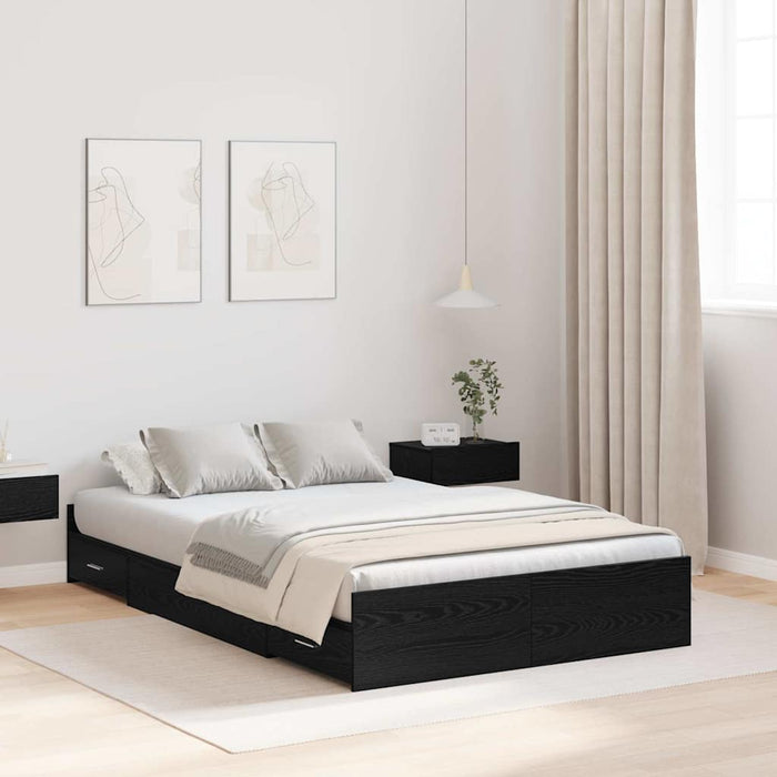 Cadru de pat cu depozitare cu sertar Stejar negru 120 x 190 cm - WALTI WALTI