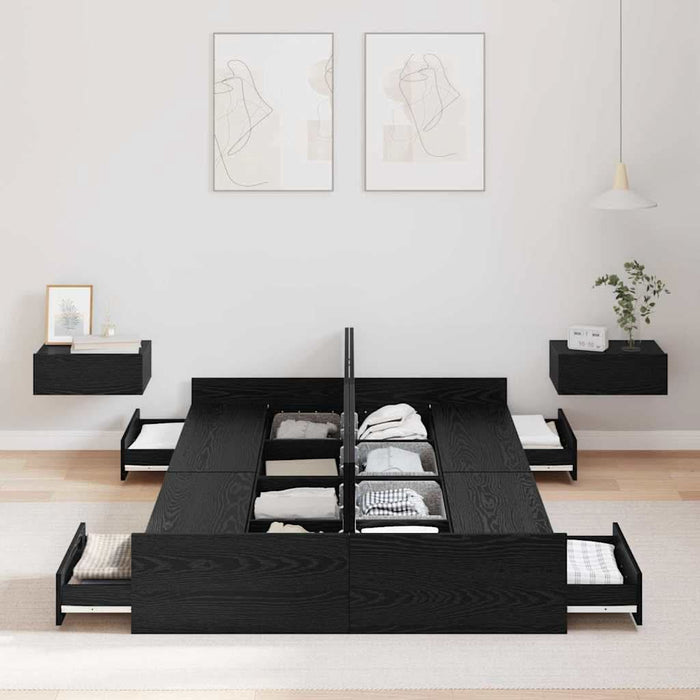 Cadru de pat cu depozitare cu sertar Stejar negru 120 x 190 cm - WALTI WALTI