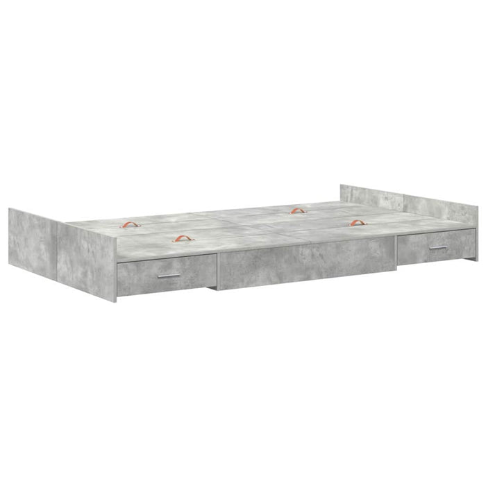 Cadru de pat cu depozitare Gri beton 120 x 190 cm Lemn compozit - WALTI WALTI