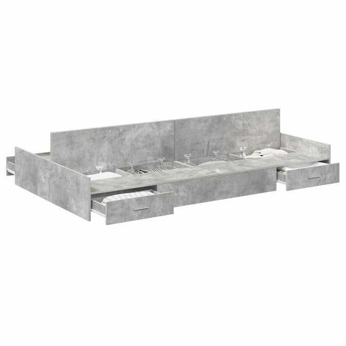Cadru de pat cu depozitare Gri beton 120 x 190 cm Lemn compozit - WALTI WALTI