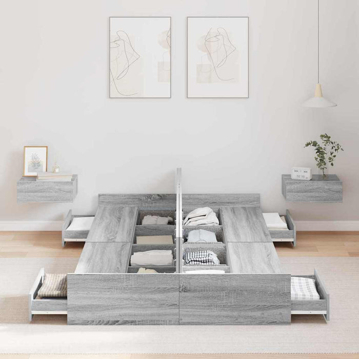 Cadru de pat cu depozitare cu headboard sonoma gri 120 x 190 cm - WALTI WALTI