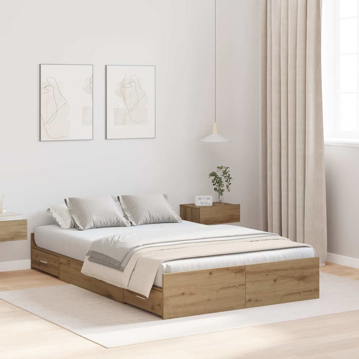 Cadru de pat cu depozitare stejar artizanal 120 x 190 cm - WALTI WALTI