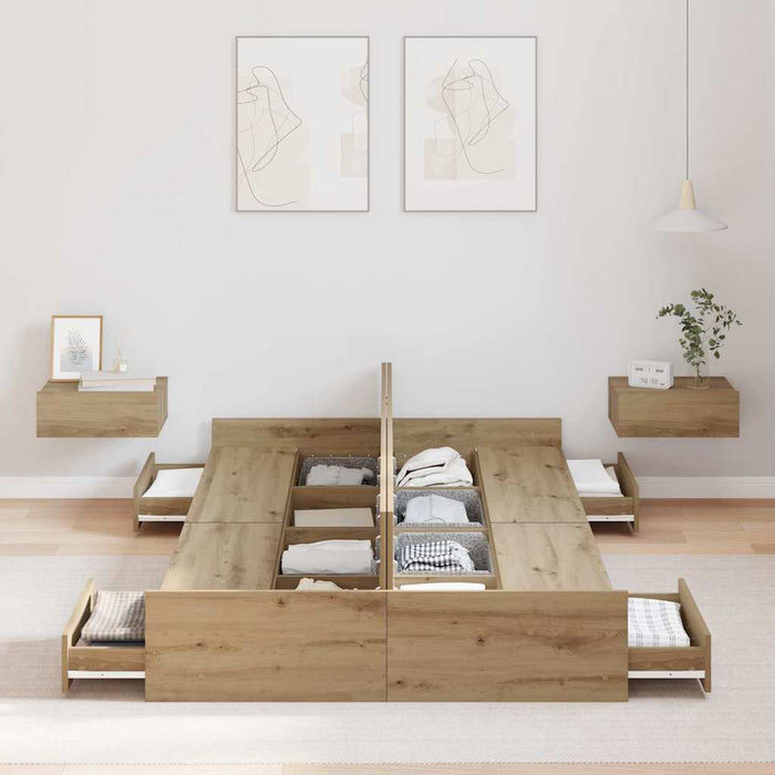 Cadru de pat cu depozitare stejar artizanal 120 x 190 cm - WALTI WALTI