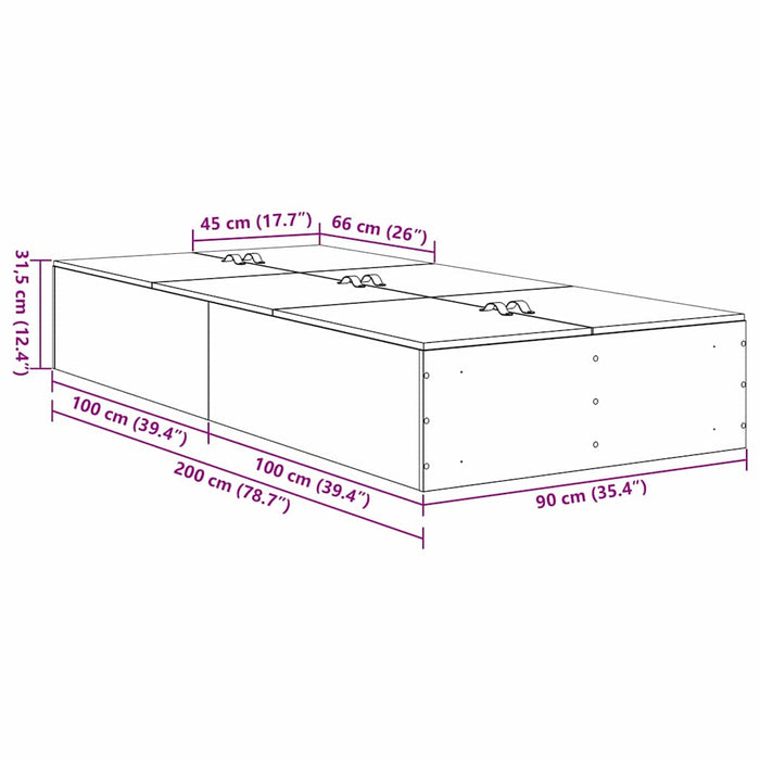 Cadru de pat Stejar negru 200 x 90 x 31.5 cm Lemn compozit - WALTI WALTI
