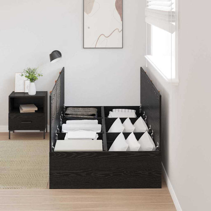 Cadru de pat Stejar negru 200 x 100 x 31.5 cm Lemn compozit - WALTI WALTI