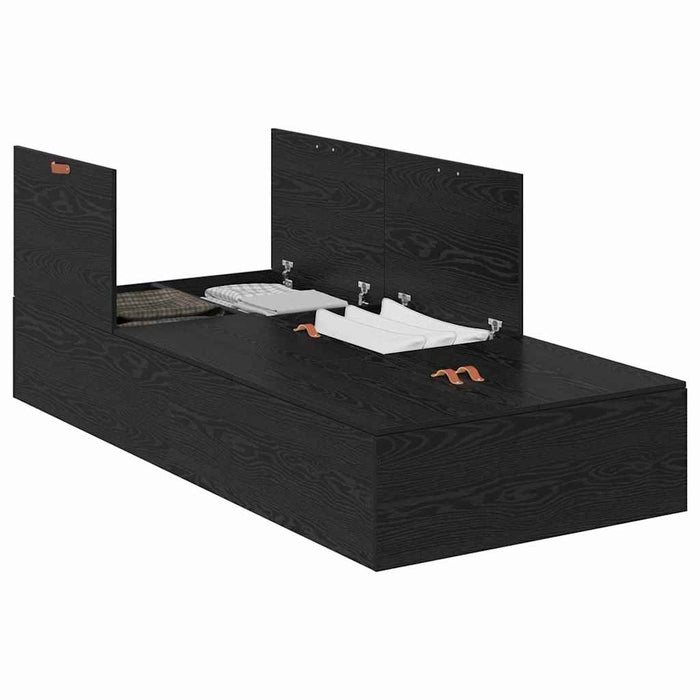 Cadru de pat Stejar negru 200 x 100 x 31.5 cm Lemn compozit - WALTI WALTI