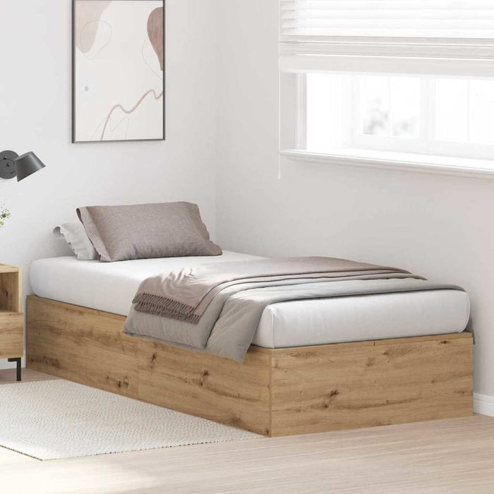 Cadru de pat stejar artizanal 200 x 100 x 31.5 cm Lemn compozit - WALTI WALTI