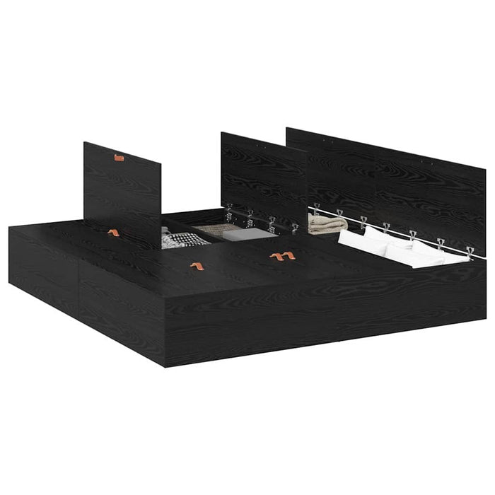 Cadru de pat Stejar negru 200 x 200 x 31.5 cm Lemn compozit - WALTI WALTI