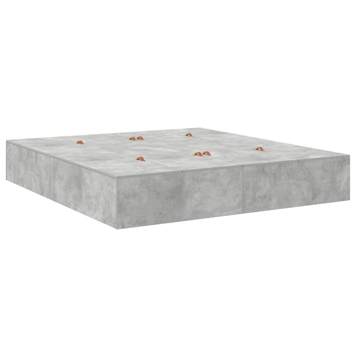 Cadru de pat Gri beton 200 x 200 x 31.5 cm Lemn compozit - WALTI WALTI