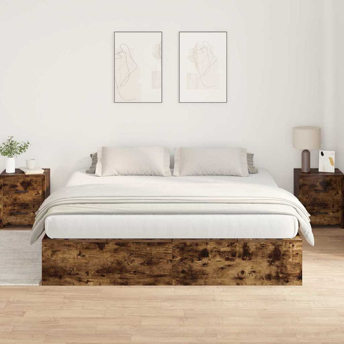Cadru de pat Stejar afumat 200 x 200 x 31.5 cm Lemn compozit - WALTI WALTI