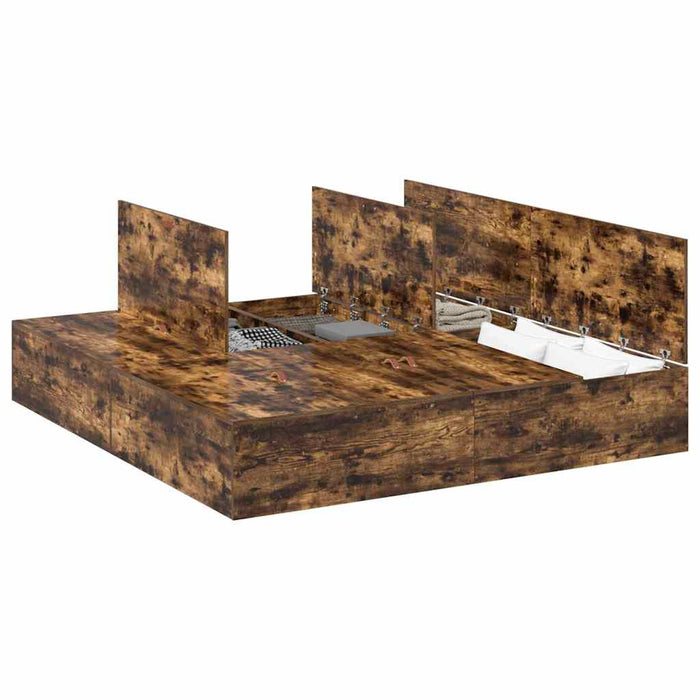 Cadru de pat Stejar afumat 200 x 200 x 31.5 cm Lemn compozit - WALTI WALTI