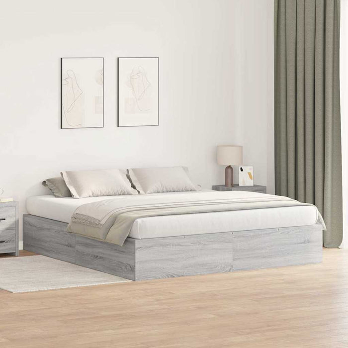 Cadru de pat sonoma gri 200 x 200 x 31.5 cm Lemn compozit - WALTI WALTI