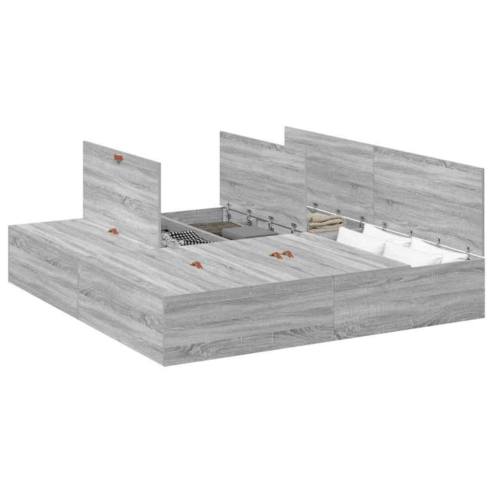 Cadru de pat sonoma gri 200 x 200 x 31.5 cm Lemn compozit - WALTI WALTI