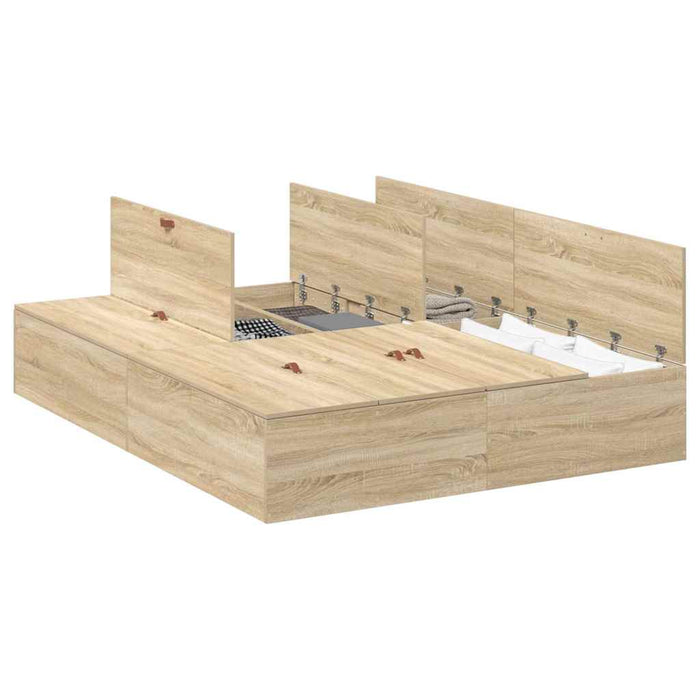 Cadru de pat Stejar sonoma 200 x 140 x 31.5 cm Lemn compozit - WALTI WALTI