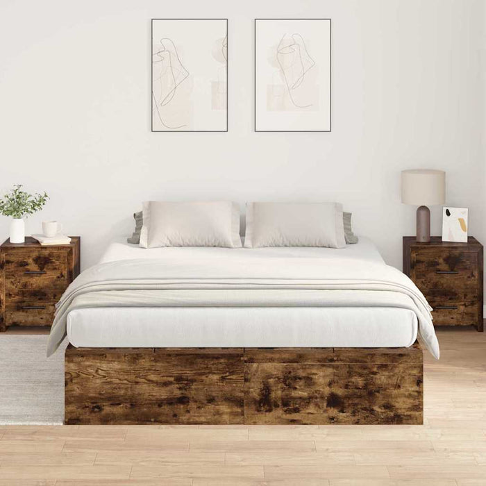 Cadru de pat Stejar afumat 200 x 150 x 31.5 cm Lemn compozit - WALTI WALTI