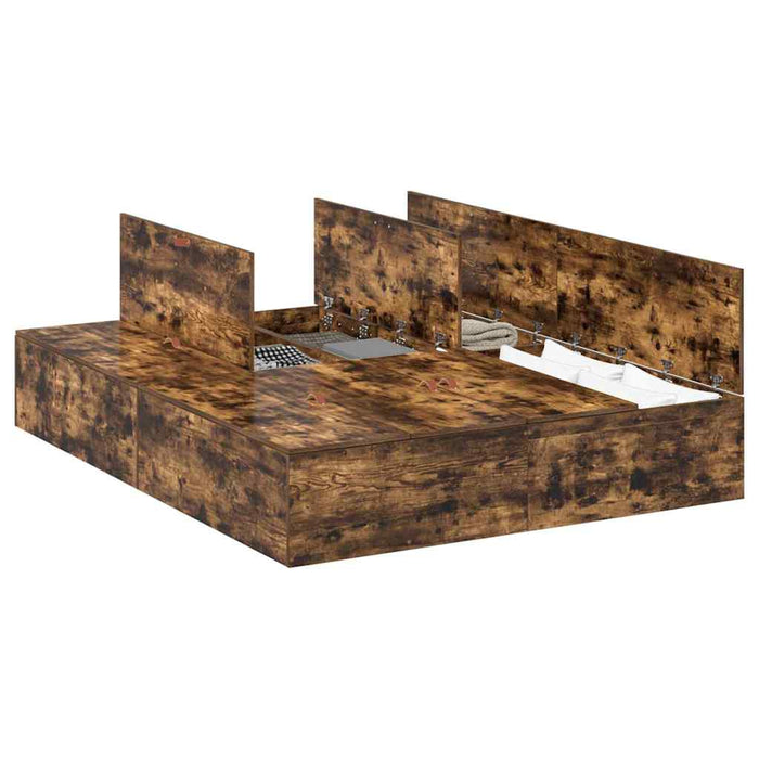 Cadru de pat Stejar afumat 200 x 150 x 31.5 cm Lemn compozit - WALTI WALTI