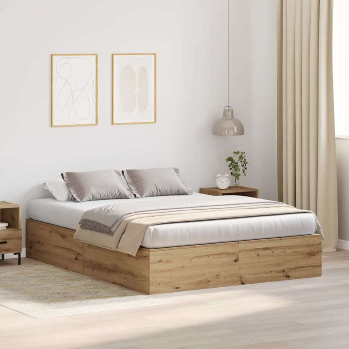 Cadru de pat stejar artizanal 200 x 150 x 31.5 cm Lemn compozit - WALTI WALTI