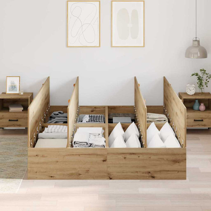 Cadru de pat stejar artizanal 200 x 150 x 31.5 cm Lemn compozit - WALTI WALTI