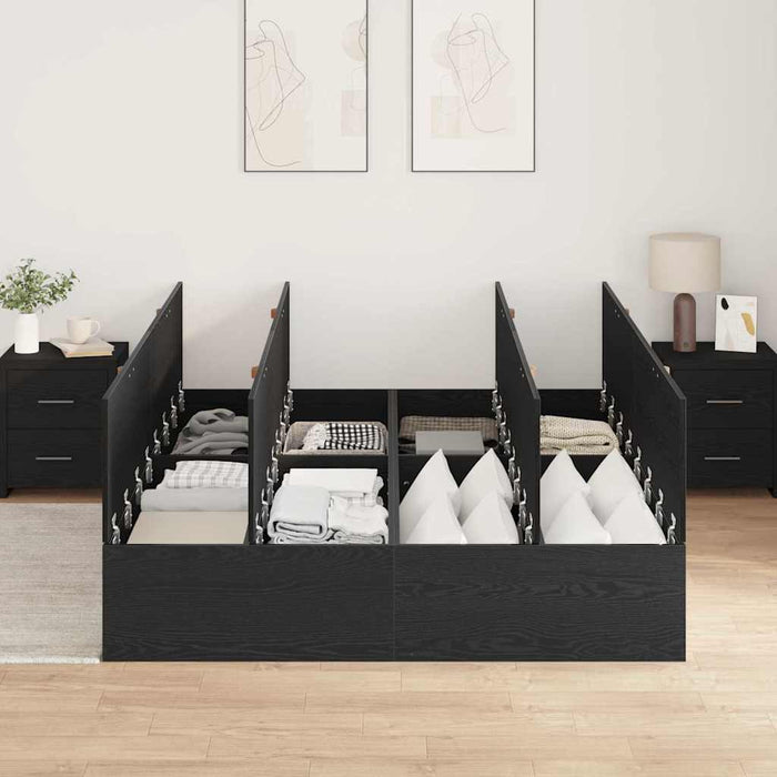 Cadru de pat Stejar negru 200 x 160 x 31.5 cm Lemn compozit - WALTI WALTI