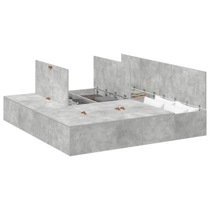 Cadru de pat cu depozitare cu ușă Gri din beton 180 x 200 cm WALTI