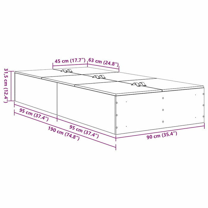 Cadru de pat sonoma gri 190 x 90 x 31.5 cm Lemn compozit - WALTI WALTI