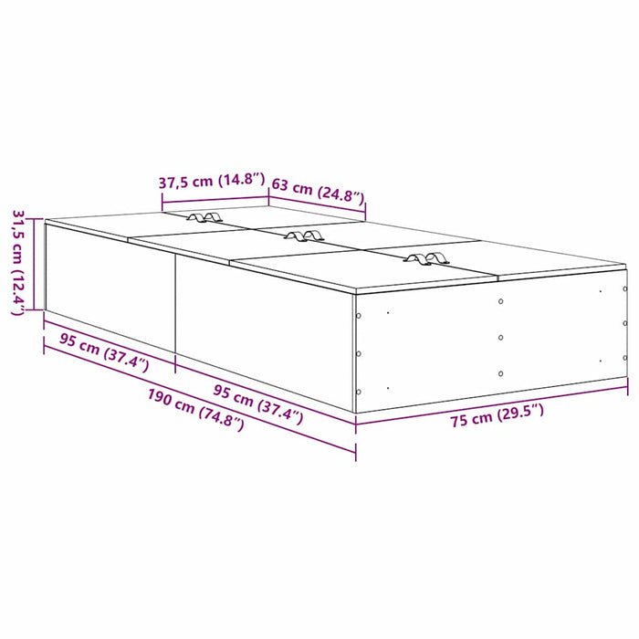 Cadru de pat sonoma gri 190 x 75 x 31.5 cm Lemn compozit - WALTI WALTI