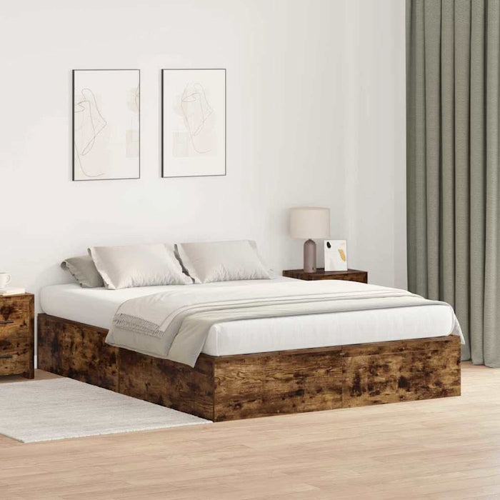 Cadru de pat Stejar afumat 190 x 140 x 31.5 cm Lemn compozit - WALTI WALTI