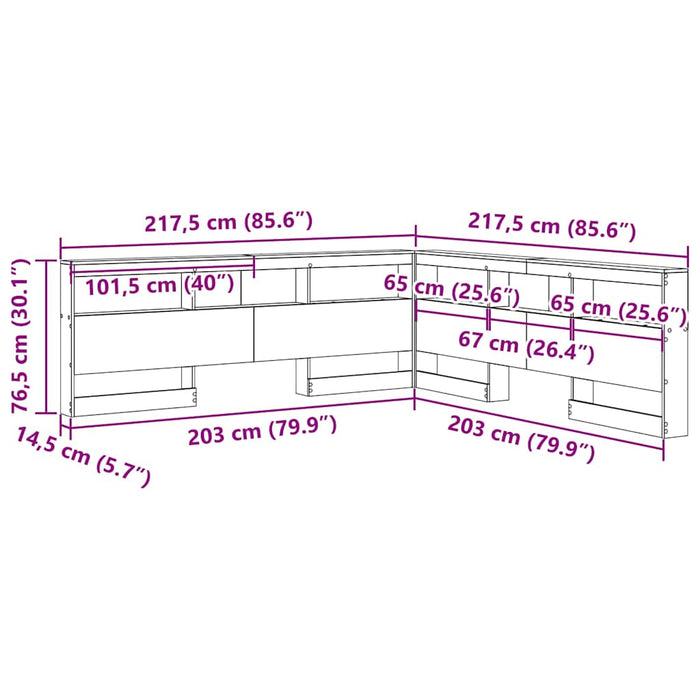 Tăblie de depozitare cu raft Alb 200 cm Lemn compozit - WALTI WALTI