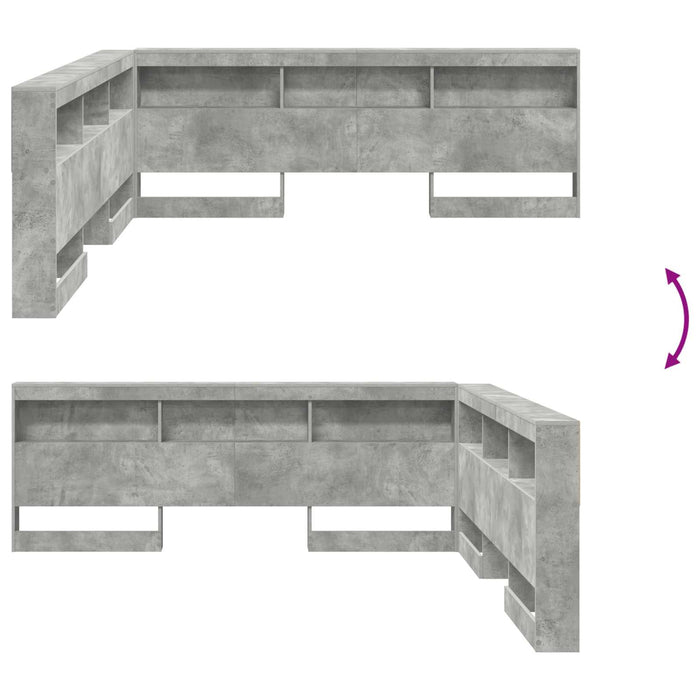 Tăblie de depozitare cu raft Gri din beton 180 cm Lemn compozit - WALTI WALTI