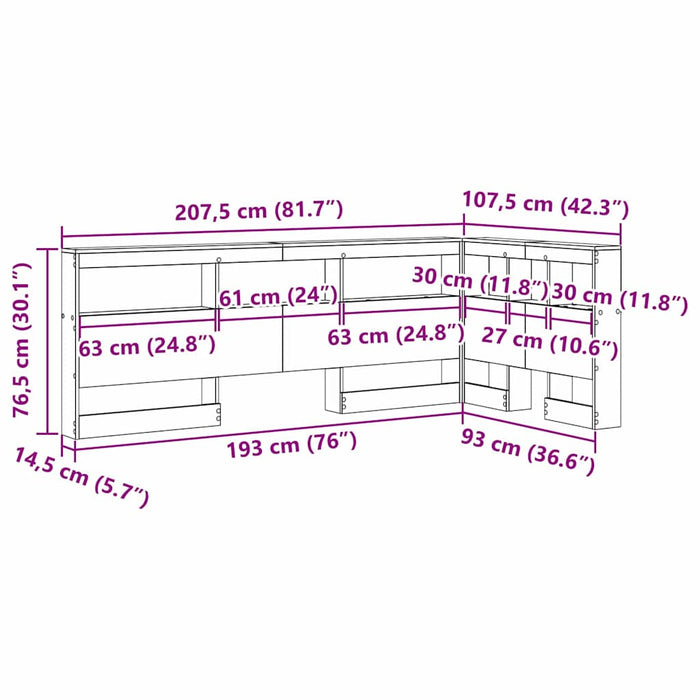 Tăblie de depozitare cu raft sonoma gri 90 cm Lemn compozit - WALTI WALTI