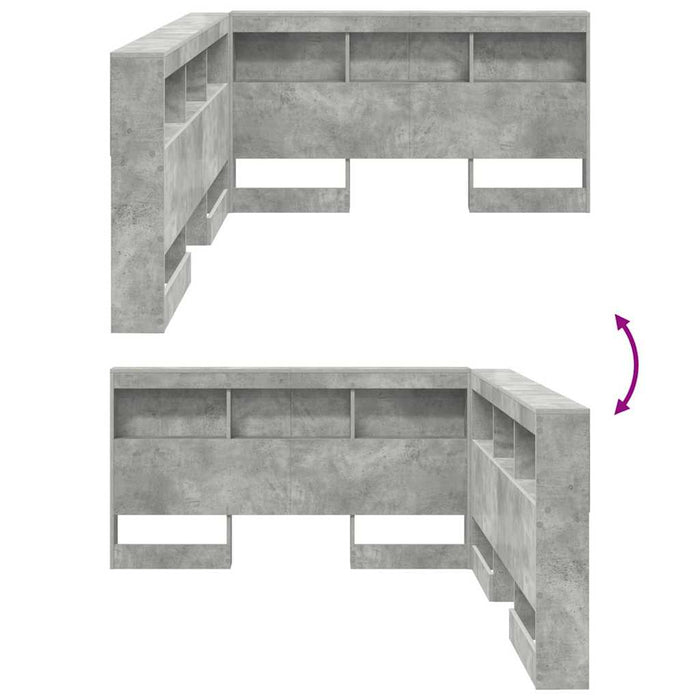 Tăblie de depozitare cu raft Gri beton 135 cm Lemn compozit - WALTI WALTI