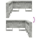 Tăblie de depozitare cu raft Gri beton 135 cm Lemn compozit - WALTI WALTI