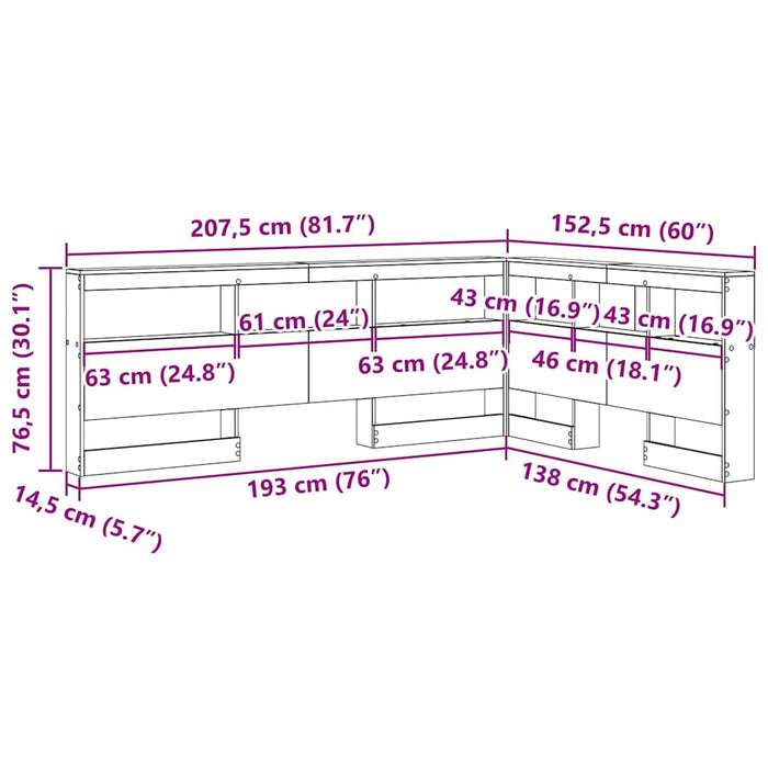 Tăblie de depozitare cu raft Gri beton 135 cm Lemn compozit - WALTI WALTI