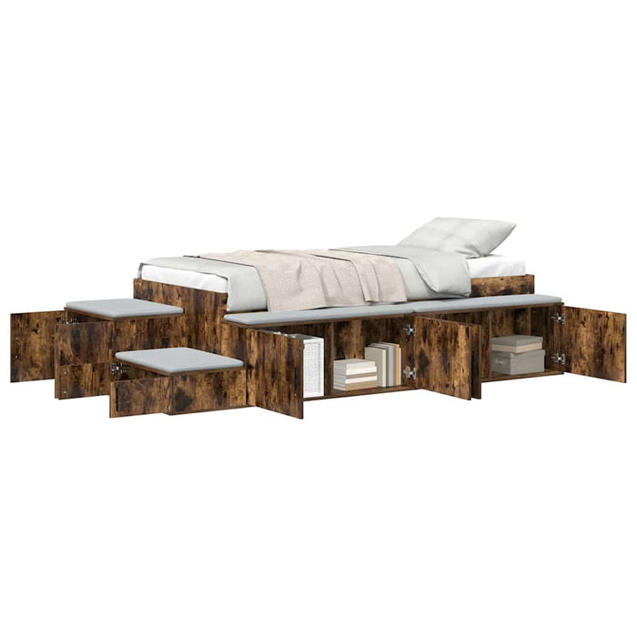 Cadru de pat cu depozitare Stejar fumuriu 244 x 127 x 53.5 cm - WALTI WALTI