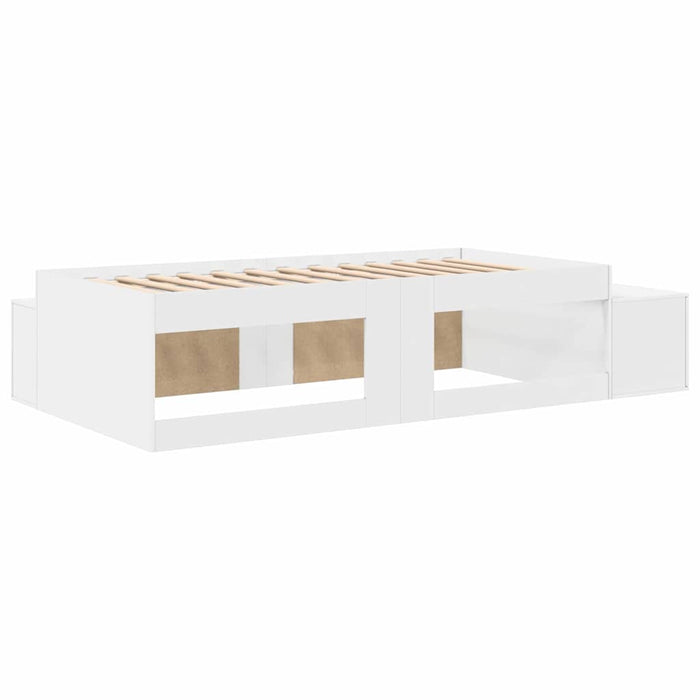 Cadru de pat cu depozitare Alb 80 cm Lemn compozit WALTI