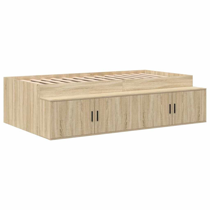 Cadru de pat cu depozitare Stejar Sonoma 80 cm Lemn compozit WALTI