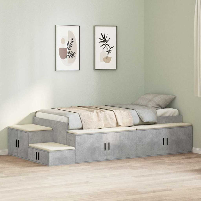 Cadru de pat cu depozitare Gri din beton 80 cm Lemn compozit WALTI