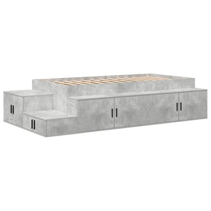 Cadru de pat cu depozitare Gri din beton 80 cm Lemn compozit WALTI