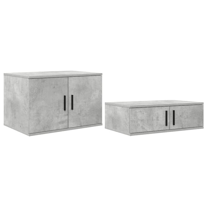 Cadru de pat cu depozitare Gri din beton 80 cm Lemn compozit WALTI