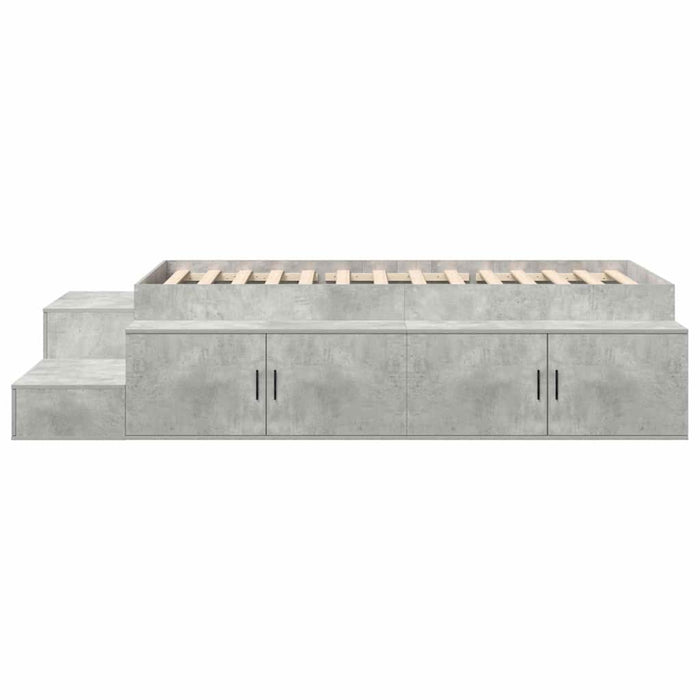 Cadru de pat cu depozitare Gri din beton 80 cm Lemn compozit WALTI