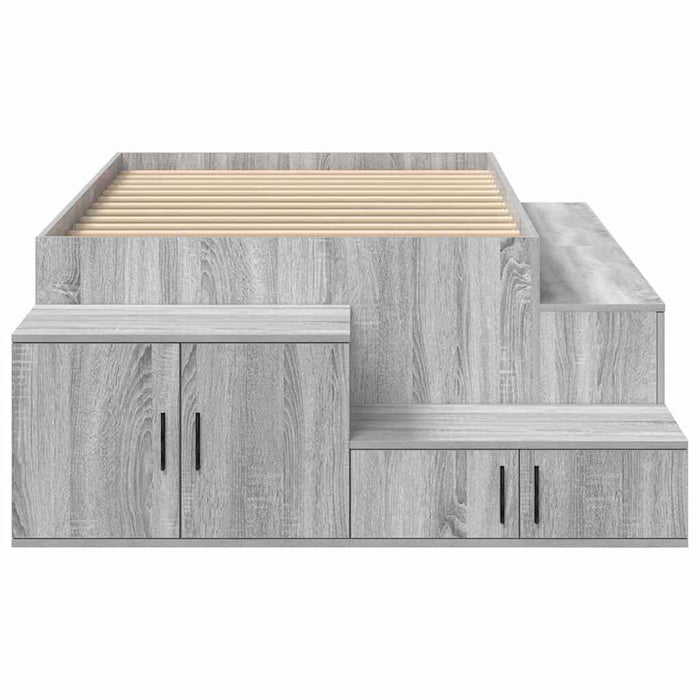Cadru de pat cu depozitare Gri Sonoma 80 cm Lemn prelucrat WALTI