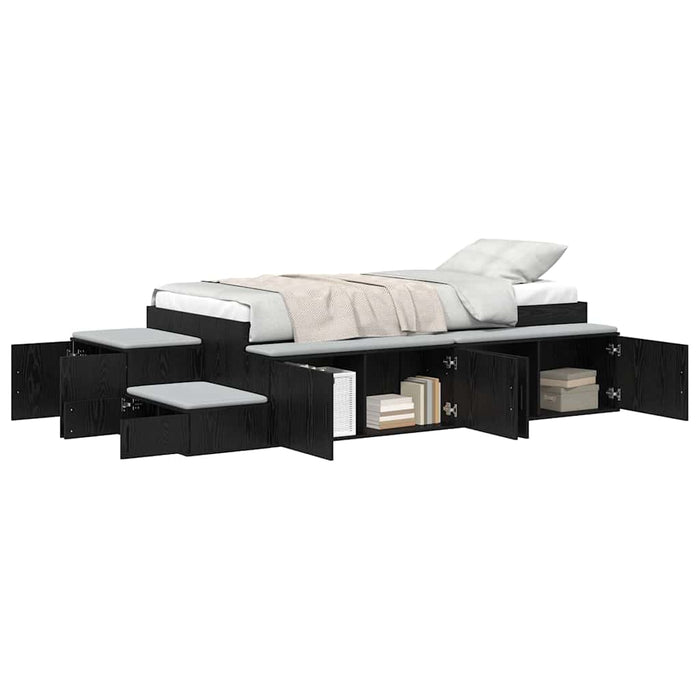 Cadru de pat cu depozitare Stejar Negru 90 cm Lemn prelucrat WALTI