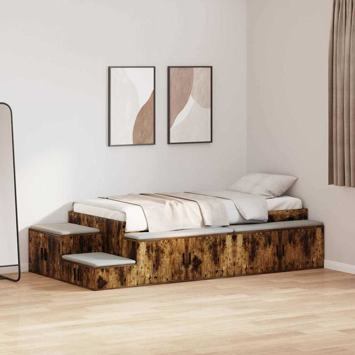 Cadru de pat cu depozitare Stejar fumuriu 234 x 118 x 53.5 cm - WALTI WALTI