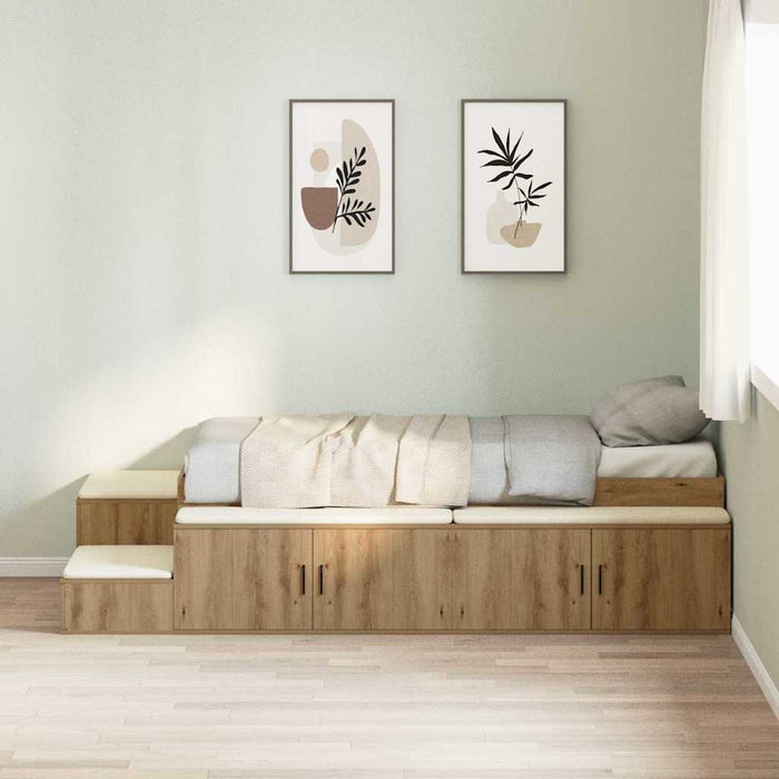 Cadru de pat cu depozitare stejar artizanal 234 x 103 x 53.5 cm - WALTI WALTI
