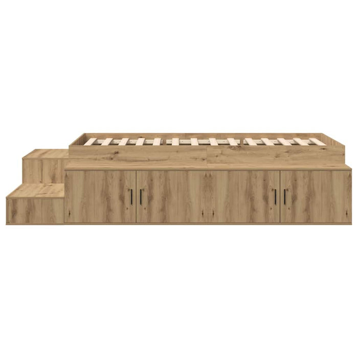 Cadru de pat cu depozitare stejar artizanal 234 x 103 x 53.5 cm - WALTI WALTI