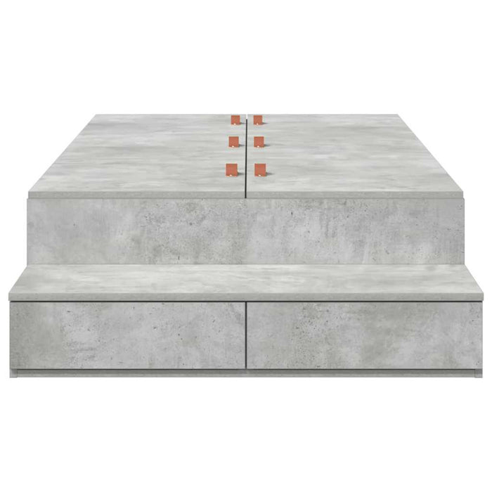 Cadru de pat cu depozitare Gri din beton 90 cm Lemn compozit WALTI