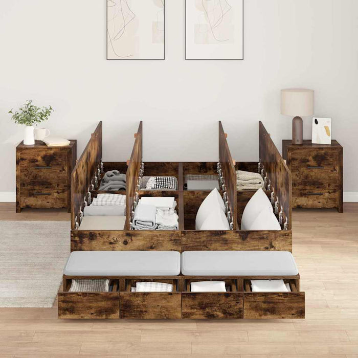 Cadru de pat cu depozitare Stejar fumuriu 236.5 x 120 x 31.5 cm - WALTI WALTI