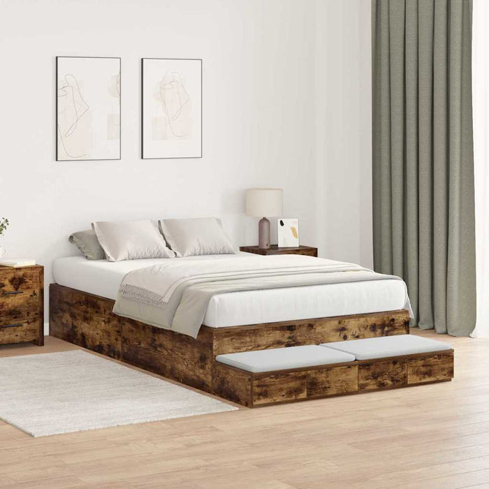 Cadru de pat cu depozitare Stejar fumuriu 236.5 x 120 x 31.5 cm - WALTI WALTI