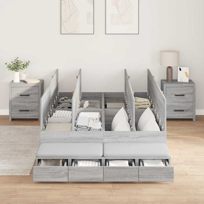 Cadru de pat cu depozitare sonoma gri 236.5 x 120 x 31.5 cm - WALTI WALTI
